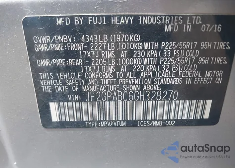 2016 Subaru Crosstrek 2.0I Premium из США, поврежденный, VIN JF2GPABC6GH328270